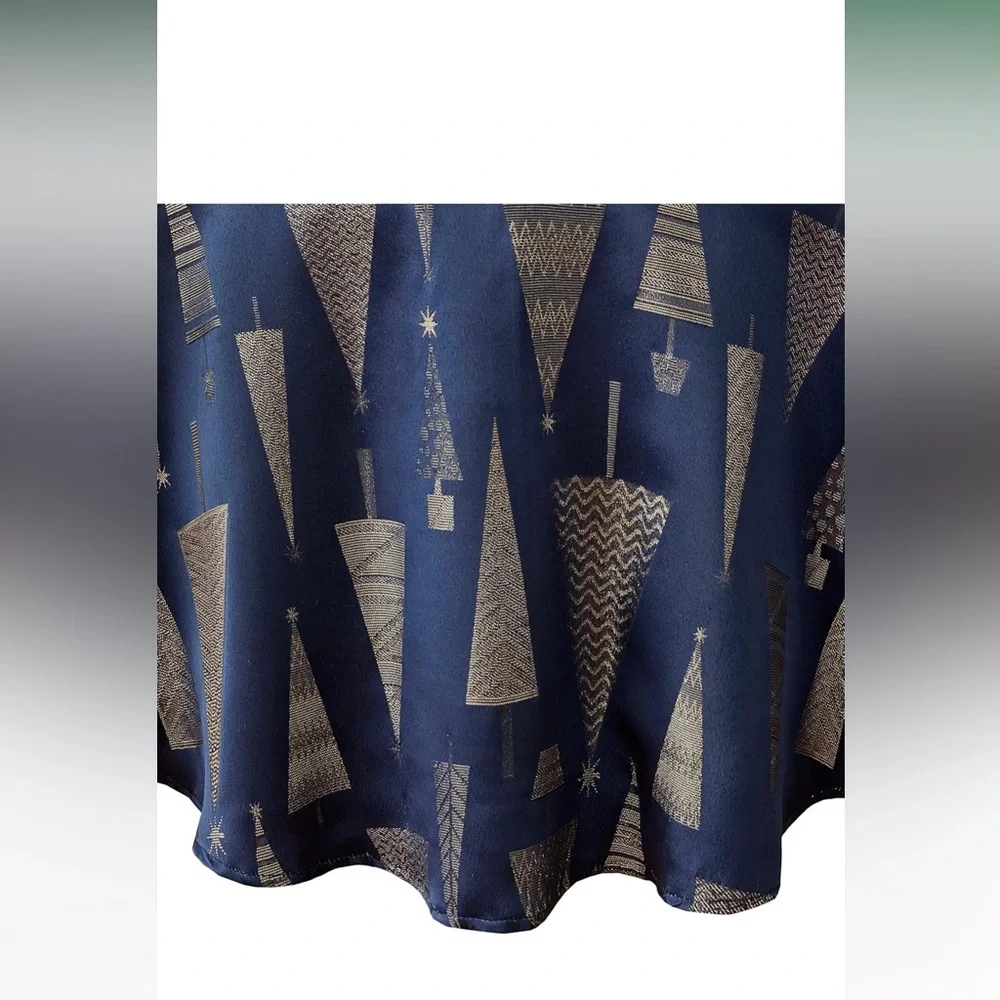Newbridge Navy Blue and Silver Christmas Tree Tablecloth
